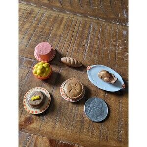 Dollhouse Miniature Thanksgiving Christmas Dinner Pie French Bread Turkey